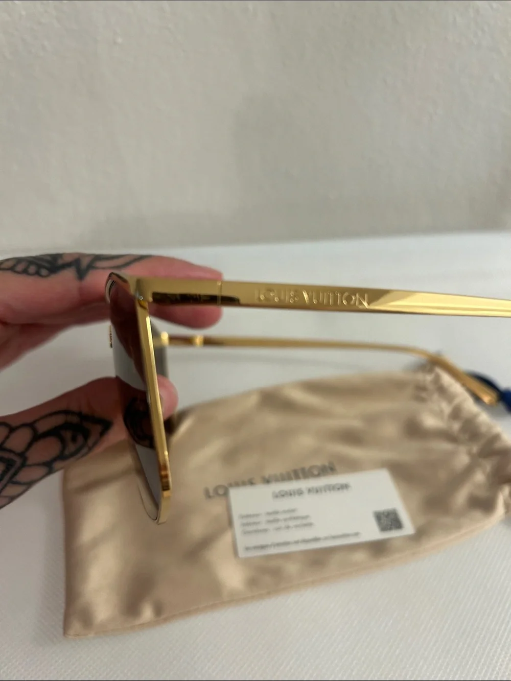 Louis Vuitton Men’s Gold Frame Brown Shield Sunglasses with LV Brow Motif